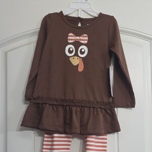 Brown Turkey Print Kids Matching Set